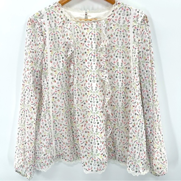 CR by Cynthia Rowley Cottagecore Long Sleeve Floral Blouse Size Small - Picture 1 of 10
